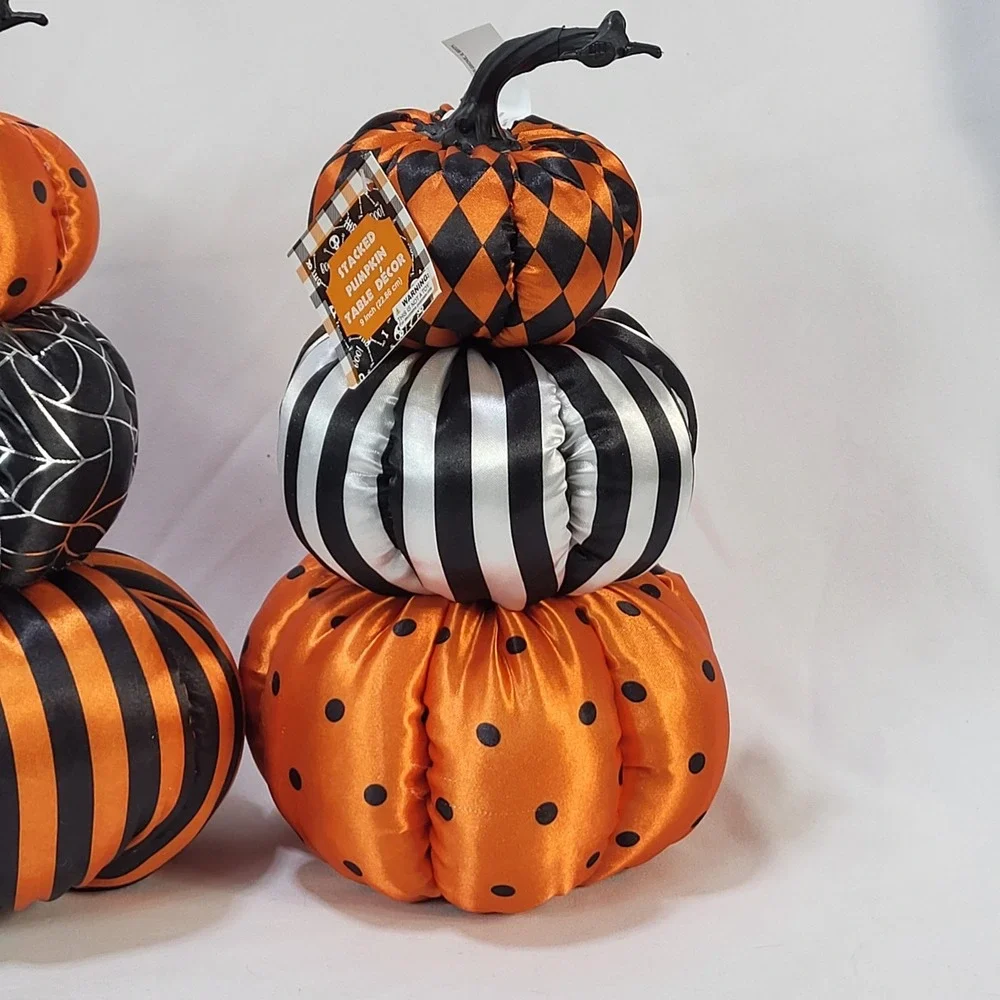 Regent Products 9in Stacked Pumpkin Table Decor Set of 3 Halloween Fabric Plush